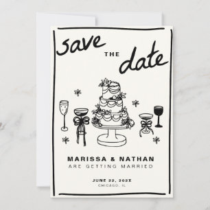 Gezeichnet Hochzeit Save The Date