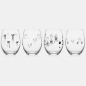 Gezeichnet Hochzeit Weinglas Ohne Stiel (Links)