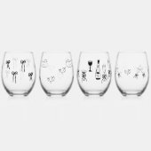 Gezeichnet Hochzeit Weinglas Ohne Stiel (Rechts)