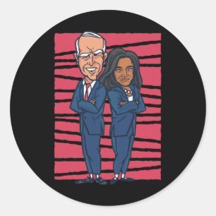 Gezeichnet Joe Biden &amp; Kamala Harris - Biden H Runder Aufkleber