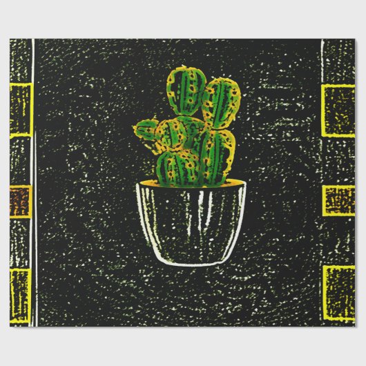 Gezeichnet Kaktus Geschenkpapier (Flach)