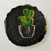 Gezeichnet Kaktus Rundes Kissen (Rückseite)