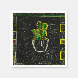 Gezeichnet Kaktus Serviette
