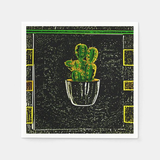 Gezeichnet Kaktus Serviette (Vorderseite)