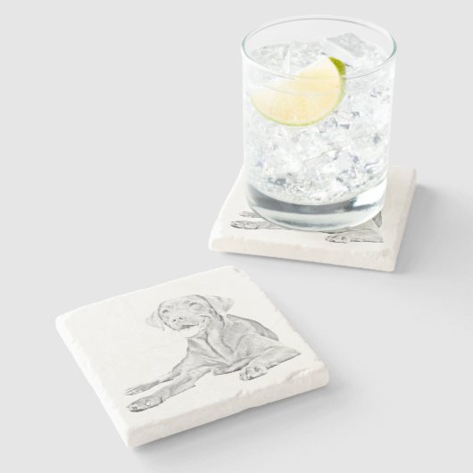 Gezeichnet Labrador Retriever Marmor Untersetzer (Seitenansicht)