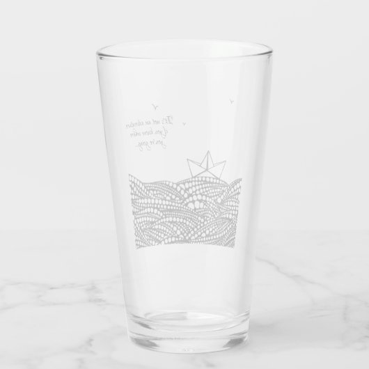 Gezeichnet Papierboot Glas (Rückseite)