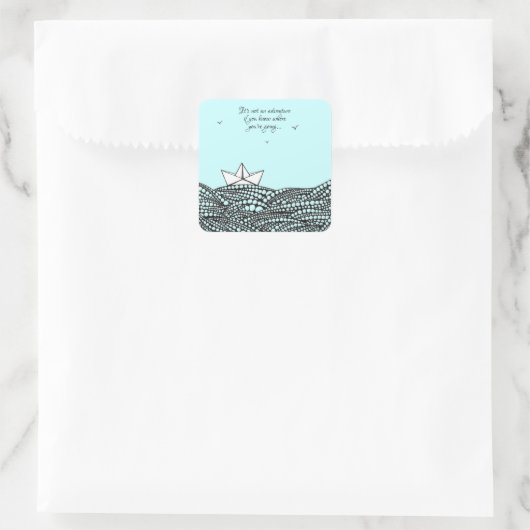 Gezeichnet Papierboot Quadratischer Aufkleber (Tasche)