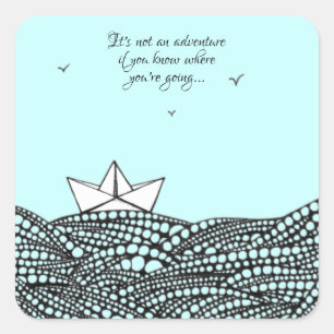 Gezeichnet Papierboot Quadratischer Aufkleber