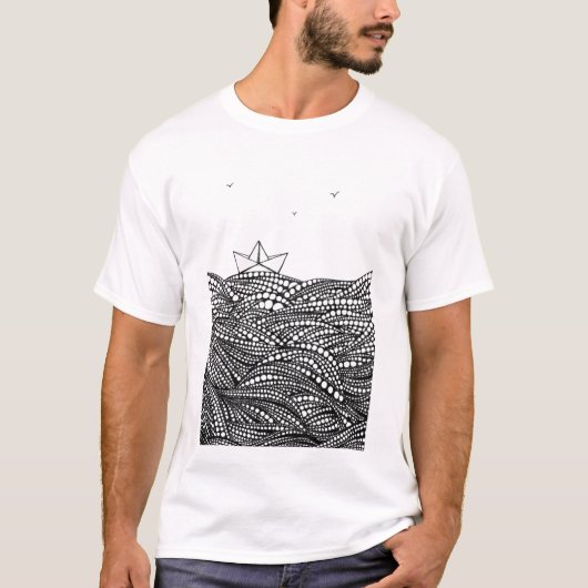 Gezeichnet Papierboot T-Shirt (Vorderseite)