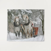 Gezeichnet Pferd Sleigh Ride Wandteppich (Vorderseite (Horizontal))