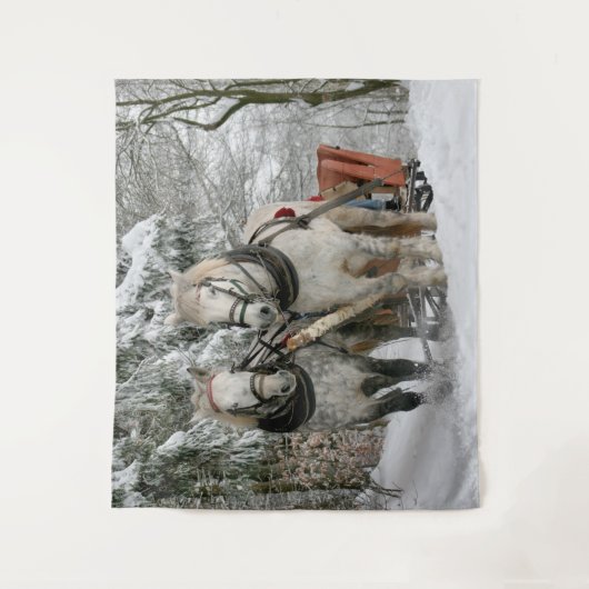 Gezeichnet Pferd Sleigh Ride Wandteppich (Vorderseite)