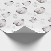 Gezeichnet Pinguine Snowflakes Winter Dreamy Gray Geschenkpapier (Ecke)