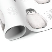 Gezeichnet Pinguine Snowflakes Winter Dreamy Gray  Geschenkpapier (Rolleneckpunkt)
