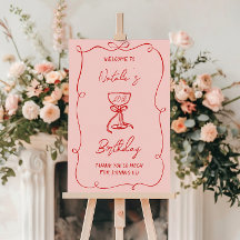 Gezeichnet Pink Bow Champagne 40. Geburtstag Willk