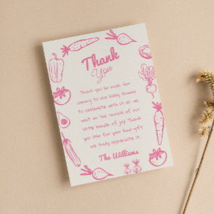 Gezeichnet Pink, örtlich gezüchtete Girly-Baby-Dus Dankeskarte