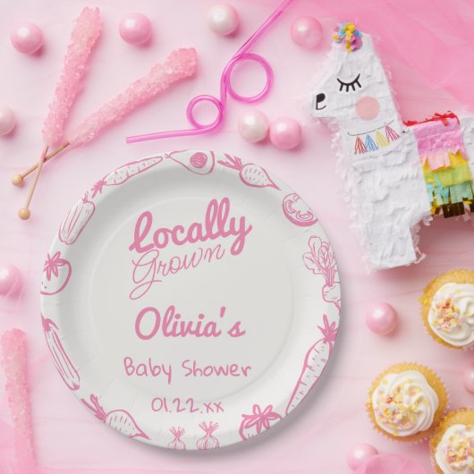 Gezeichnet Pink, örtlich gezüchtete Girly Baby Gir Pappteller (Party)