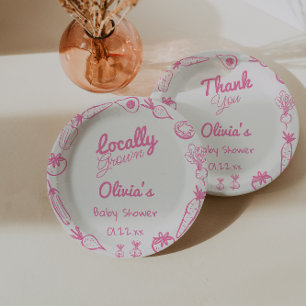 Gezeichnet Pink, örtlich gezüchtete Girly Baby Gir Pappteller