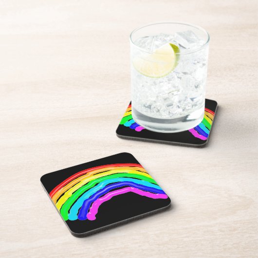 Gezeichnet Regenbogen Getränkeuntersetzer (Rechte Seite)