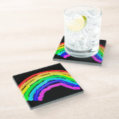 Gezeichnet Regenbogen Glasuntersetzer (Schrägansicht)