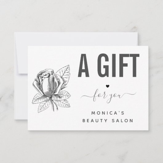 Gezeichnet Rose Blume Black & White Beauty Salon W (Vorderseite)