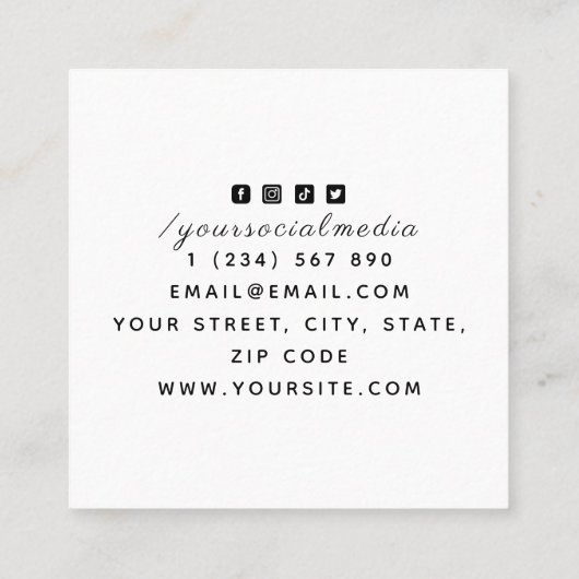 Gezeichnet Rose Tattoo Salon Künstler Klasse Saube Quadratische Visitenkarte (Rückseite)