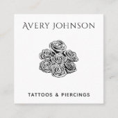 Gezeichnet Rose Tattoo Salon Künstler Klasse Saube Quadratische Visitenkarte (Vorderseite)