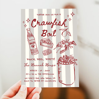 Gezeichnet Seafood Crawfish Party Einladung