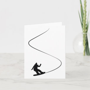 Gezeichnet Simple Snowboard Girl Karte