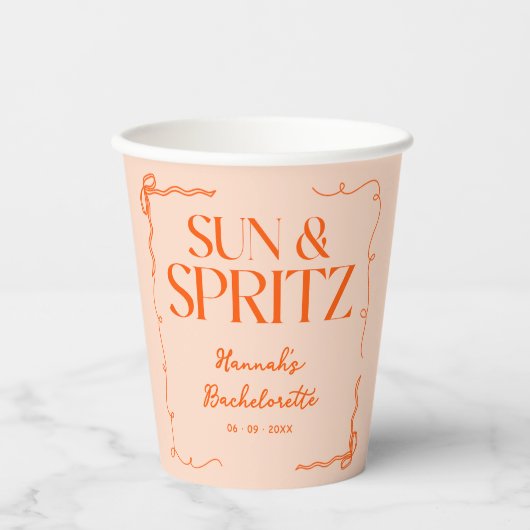 Gezeichnet Sun und Spritz Bachelorette Weekend Par Pappbecher (Vorderseite)