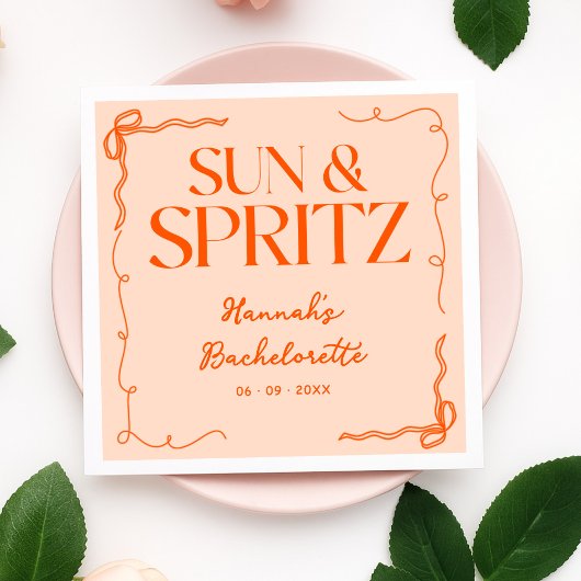 Gezeichnet Sun und Spritz Bachelorette Weekend Par Serviette
