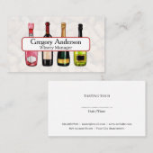 Gezeichnet Weinflaschen Visitenkarte (Vorne/Hinten)