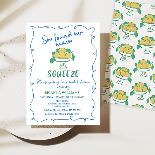Gezeichnet Whimsical Main Squeeze Lemon Brautparty Einladung