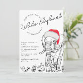 Gezeichnet White Elephant Geschenk Austausch Weihn Einladung (Stehend Vorderseite)