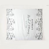 Gezeichnet Wildblumen Hintergrund des weißen Braut Wandteppich (Vorderseite (Horizontal))