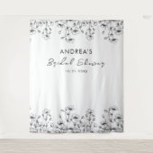 Gezeichnet Wildblumen Hintergrund des weißen Braut Wandteppich (Vorderseite)