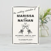 Gezeichnet zusammen Champagne Wedding Einladung (Stehend Vorderseite)