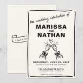 Gezeichnet zusammen Champagne Wedding Einladung (Vorne/Hinten)