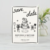 Gezeichnet zusammen Hochzeit mit Foto Save The Date (Stehend Vorderseite)