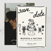 Gezeichnet zusammen Hochzeit mit Foto Save The Date (Vorne/Hinten)