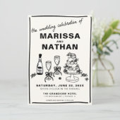 Gezeichnet zusammen mit Foto Hochzeitseinladung Einladung (Stehend Vorderseite)