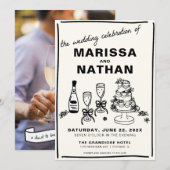 Gezeichnet zusammen mit Foto Hochzeitseinladung Einladung (Vorne/Hinten)