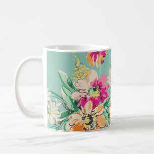 gezeichnete Blume in hellen Farben - nahtloser Rüc Kaffeetasse