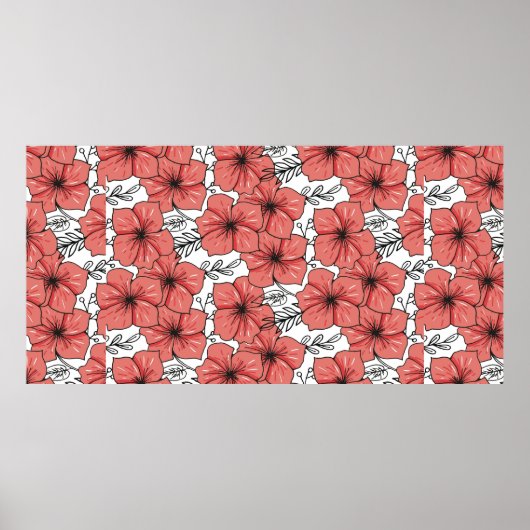 gezeichnete Blume in hellen Farben Poster (Vorne)