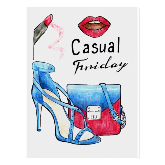 Gezeichnete Illustration der Mode des Chic coole Postkarte
