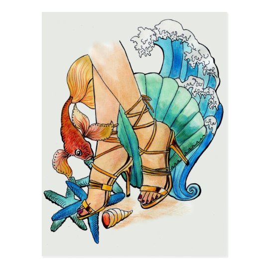 Gezeichnete Illustration der Mode des Chic coole Postkarte
