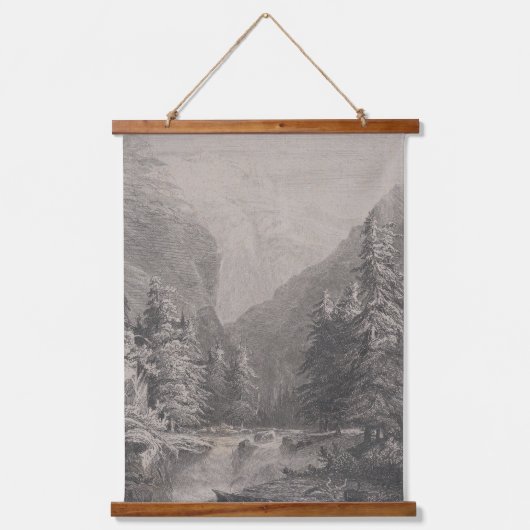 Gezeichnete Landschaft - Alexandre Calame Wandteppich Mit Holzrahmen (Vorderseite)