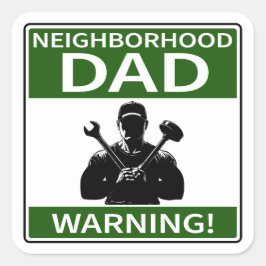 Gezeichnete Nachbarschaft Vater Quadratischer Aufkleber