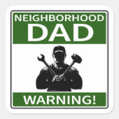 Gezeichnete Nachbarschaft Vater Quadratischer Aufkleber (Vorderseite)