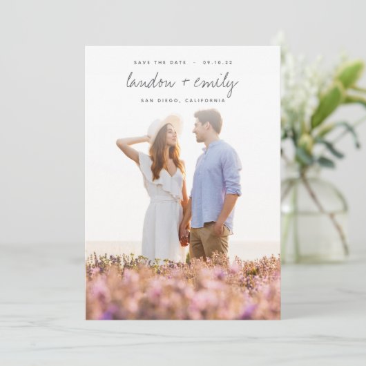 Gezeichnete Namen | Vertikales Foto Save The Date (Stehend Vorderseite)