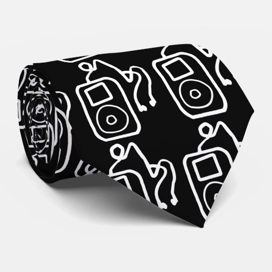 Gezeichnete schwarze Krawatten-Krawatte iPod Krawatte (Gerollt)